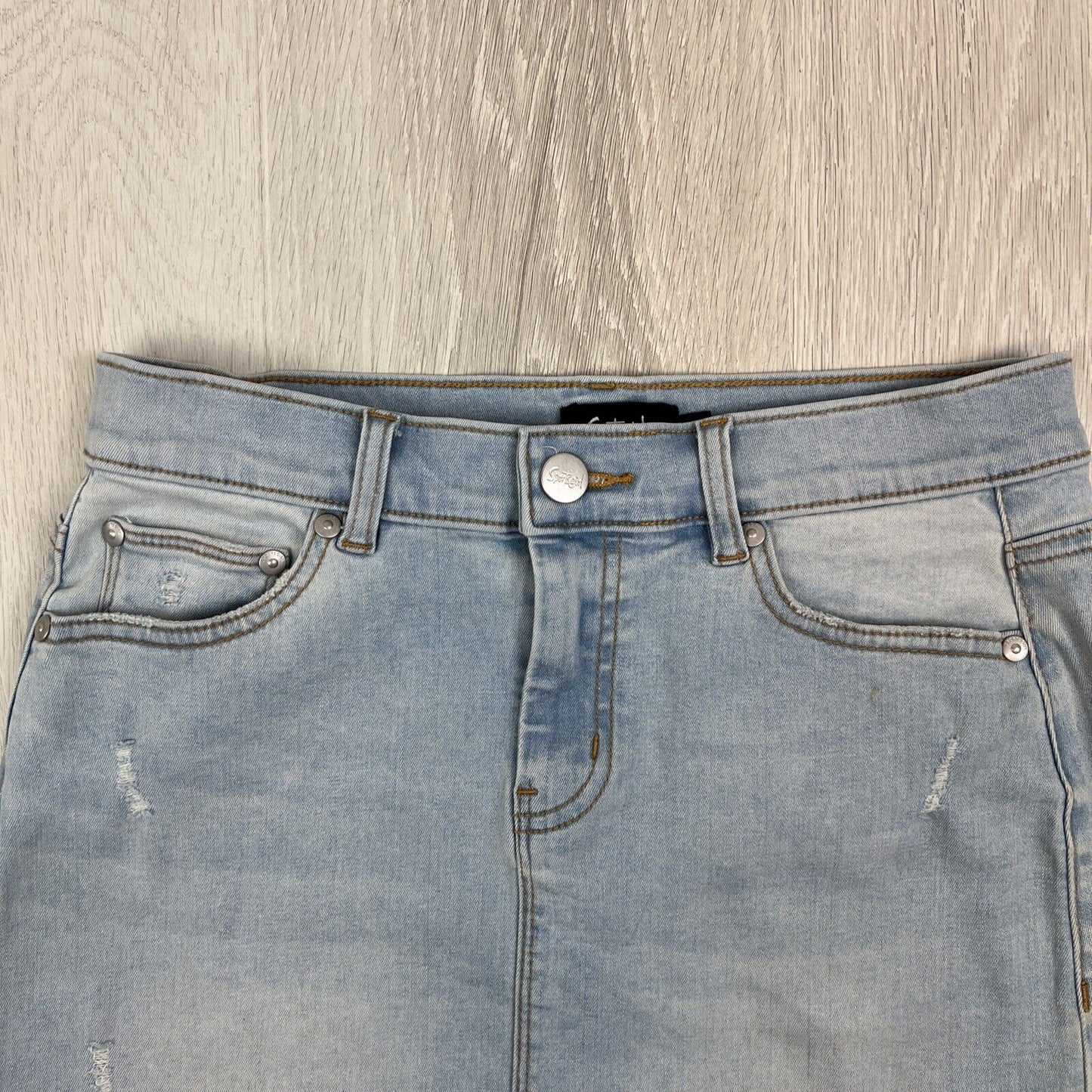 Sportsgirl Womens Light Wash Blue Denim Mini Skirt Size 8