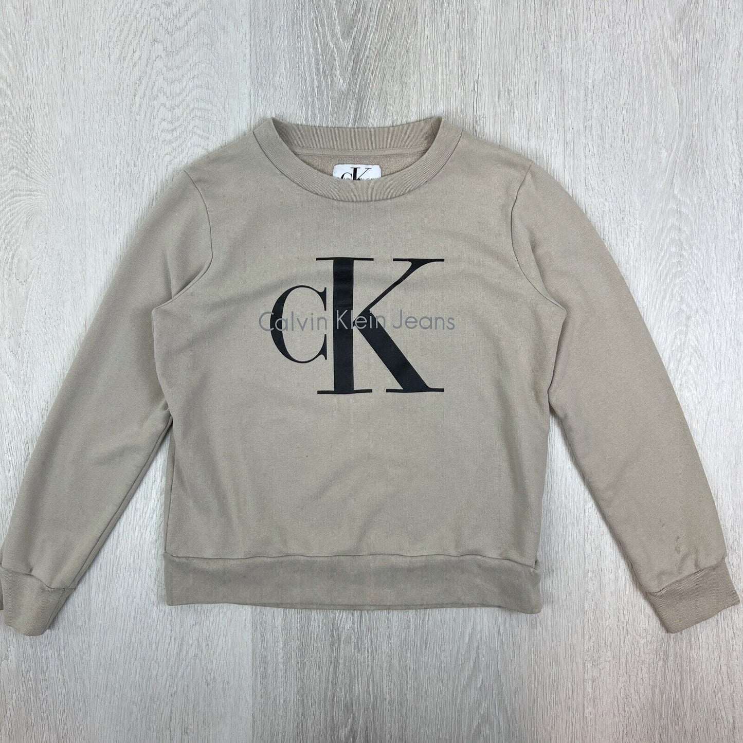 Calvin Klein Jeans Womens Beige Pullover Sweatshirt Jumper Size Medium