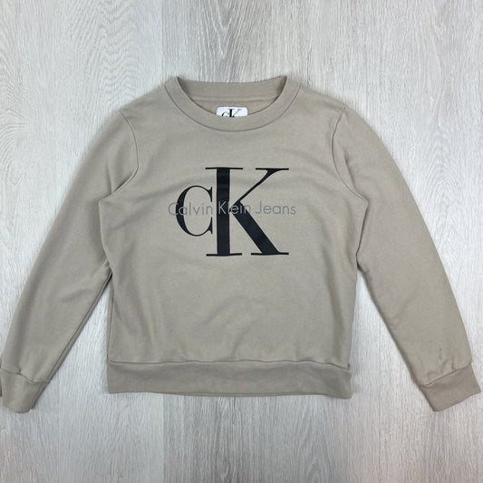 Calvin Klein Jeans Womens Beige Pullover Sweatshirt Jumper Size Medium