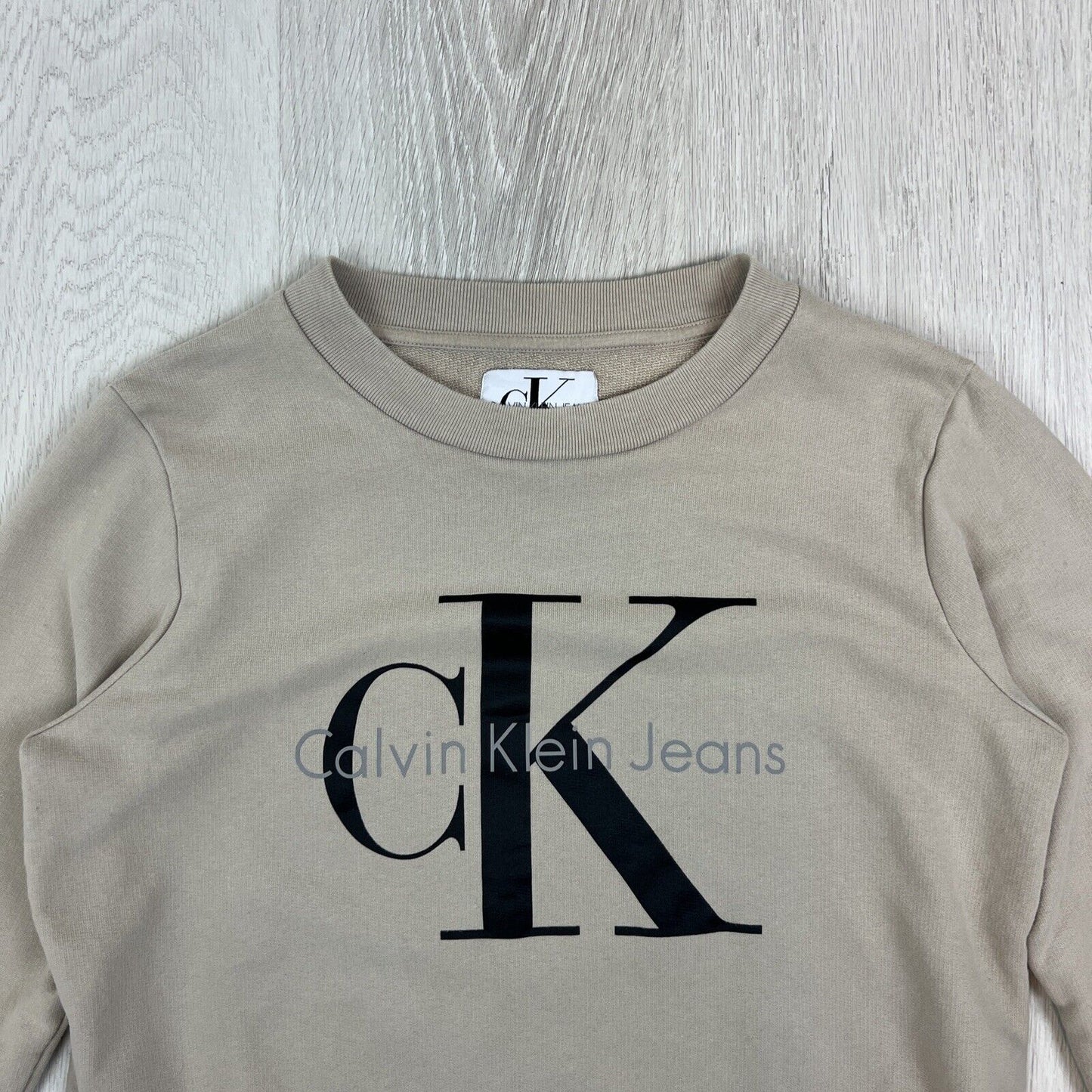 Calvin Klein Jeans Womens Beige Pullover Sweatshirt Jumper Size Medium