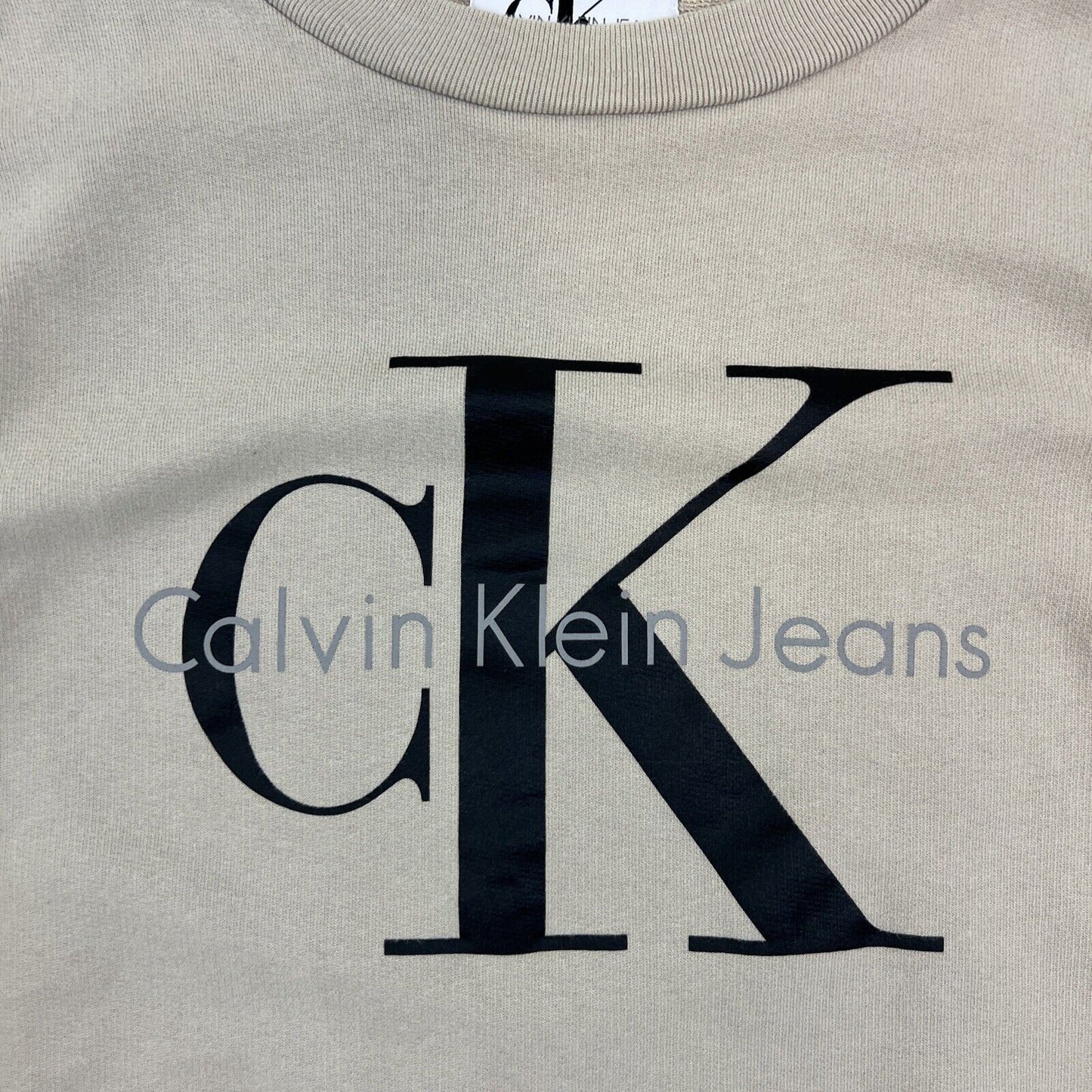 Calvin Klein Jeans Womens Beige Pullover Sweatshirt Jumper Size Medium