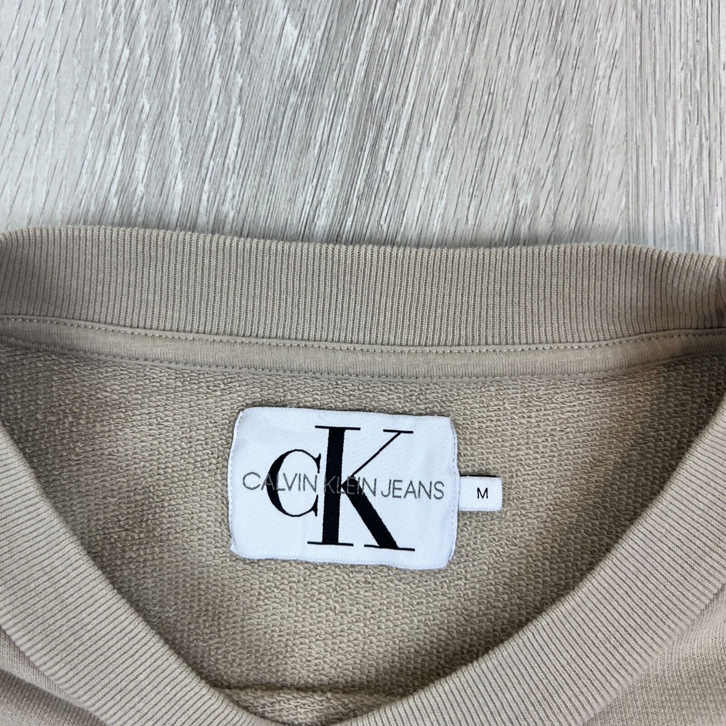 Calvin Klein Jeans Womens Beige Pullover Sweatshirt Jumper Size Medium