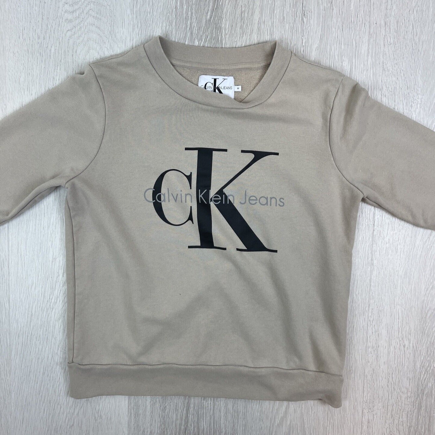 Calvin Klein Jeans Womens Beige Pullover Sweatshirt Jumper Size Medium