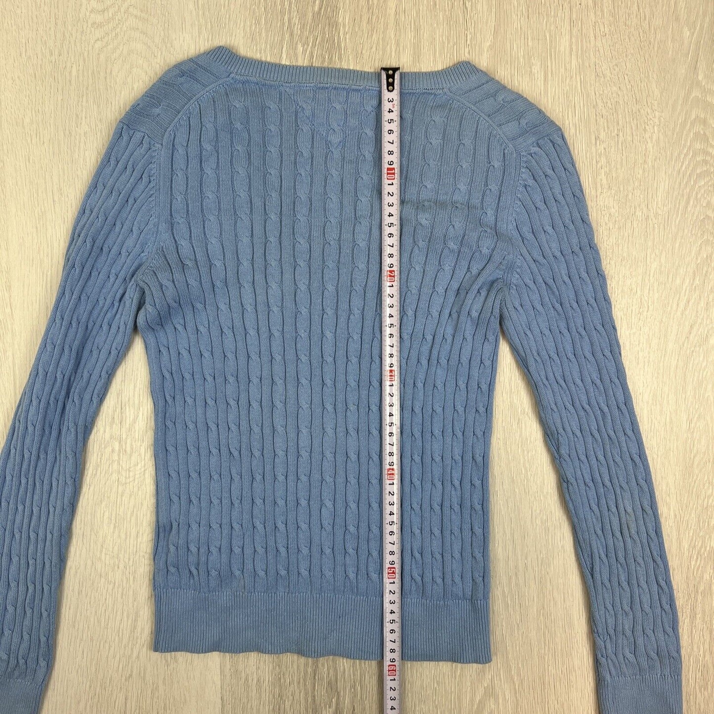 Tommy Hilfiger Womens Blue Cable Knit Pullover Sweater Jumper Size Medium