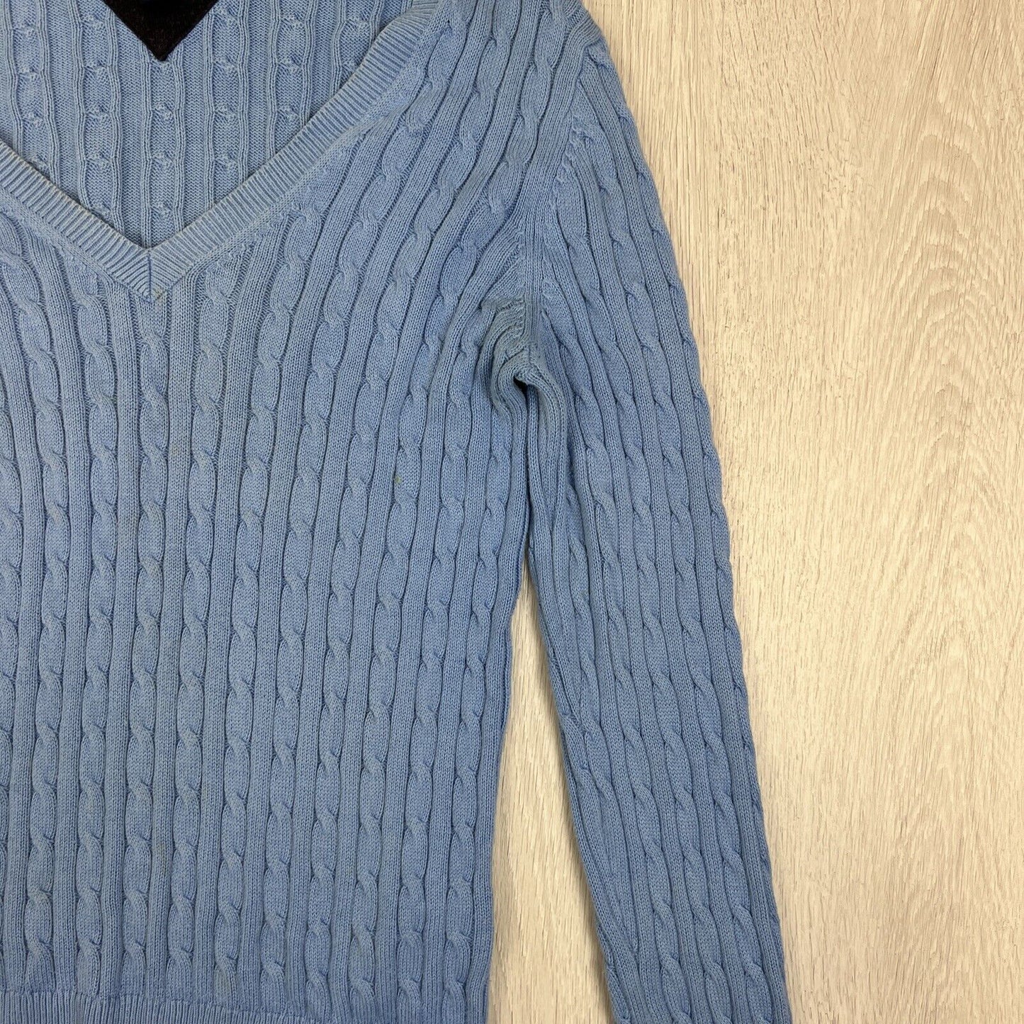 Tommy Hilfiger Womens Blue Cable Knit Pullover Sweater Jumper Size Medium