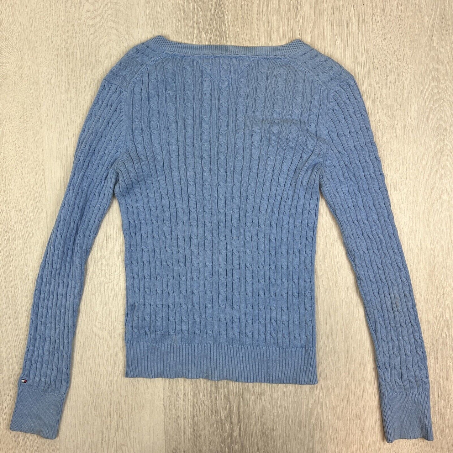 Tommy Hilfiger Womens Blue Cable Knit Pullover Sweater Jumper Size Medium