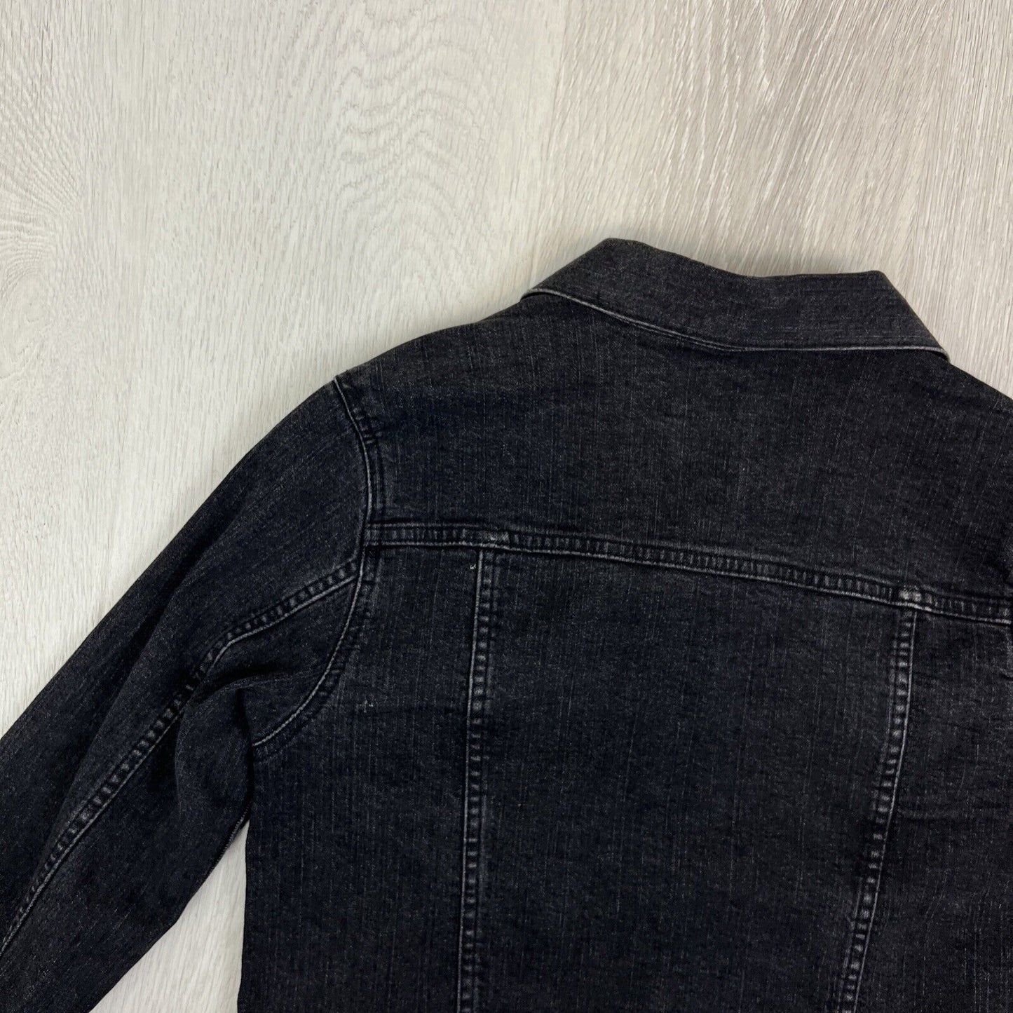 Uniqlo Womens Black Denim Cropped Biker Jacket Size Small