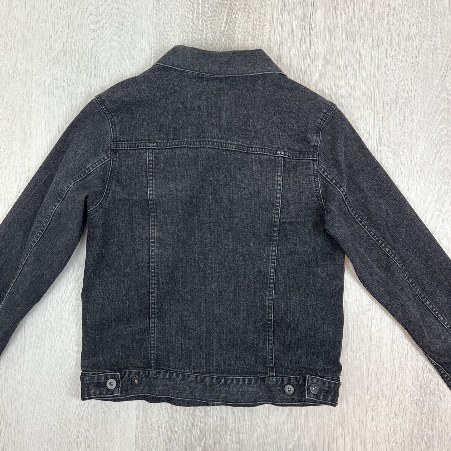 Uniqlo Womens Black Denim Cropped Biker Jacket Size Small