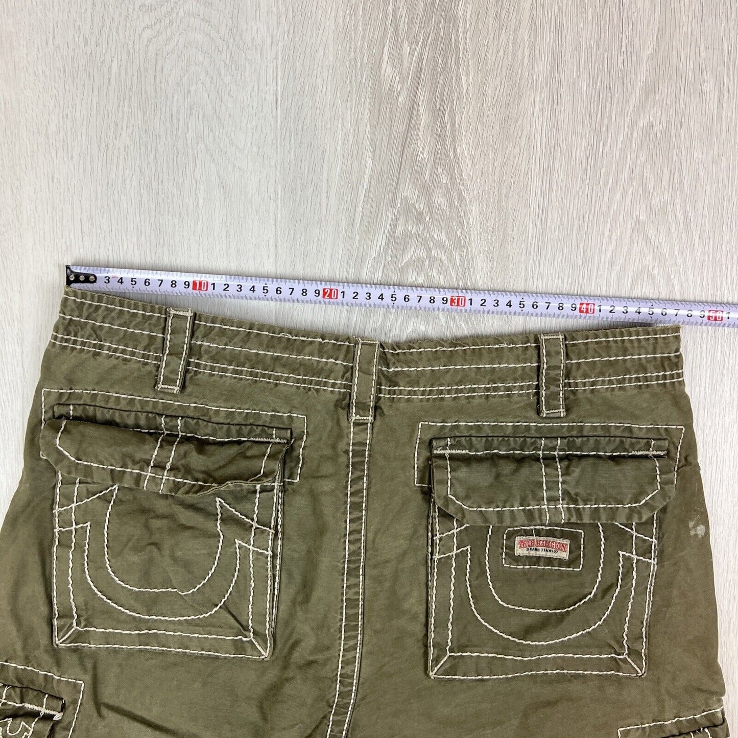 True Religion Mens Olive Green Cargo Shorts Size 34