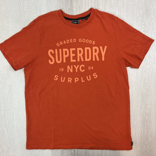 Superdry Mens Orange Short Sleeve T-Shirt Size Large