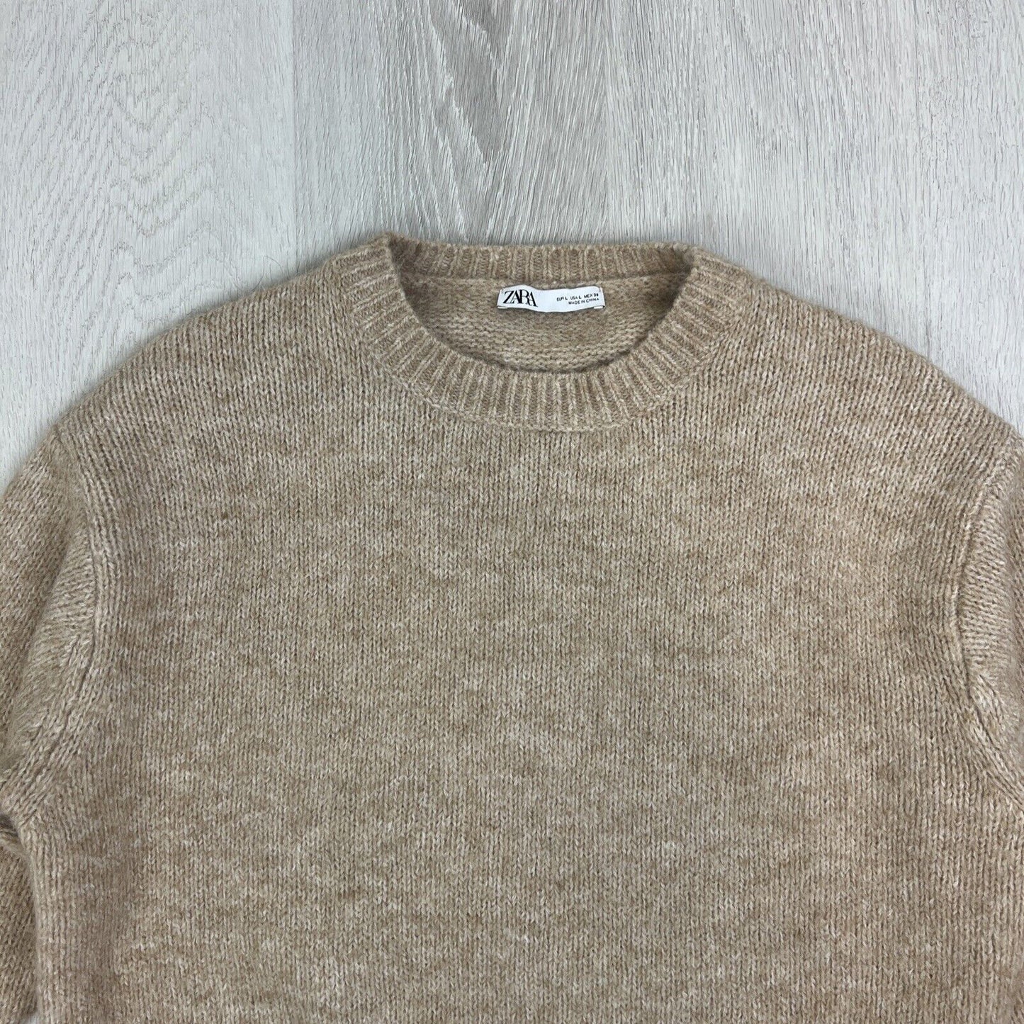 Zara Womens Brown Knitted Pullover Jumper Size Large (Alpaca, Wool, Poly Blend)