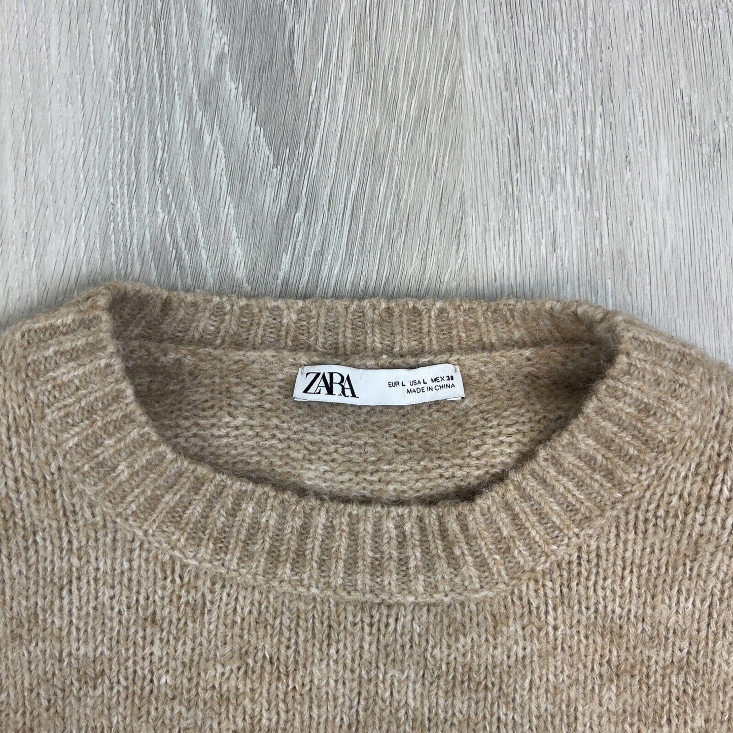 Zara Womens Brown Knitted Pullover Jumper Size Large (Alpaca, Wool, Poly Blend)