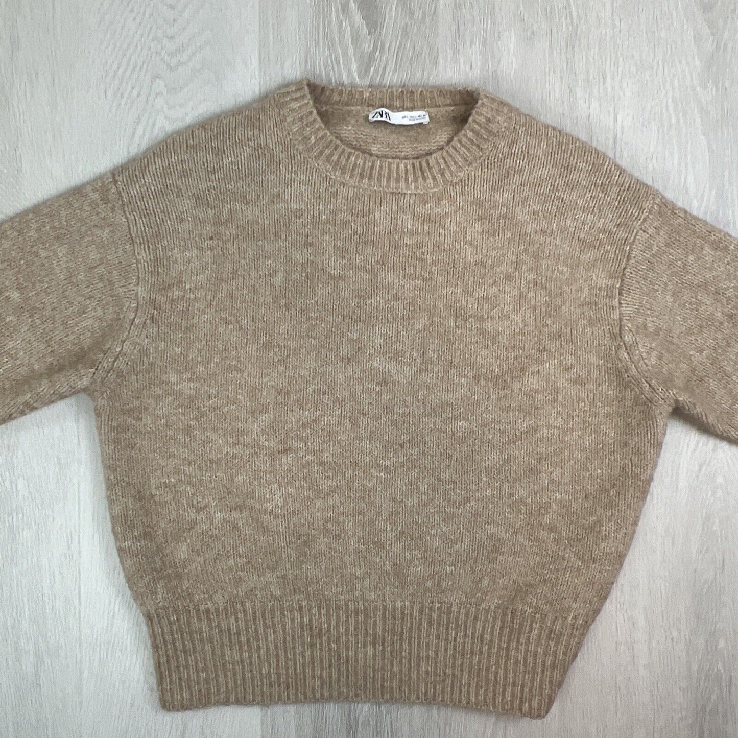 Zara Womens Brown Knitted Pullover Jumper Size Large (Alpaca, Wool, Poly Blend)