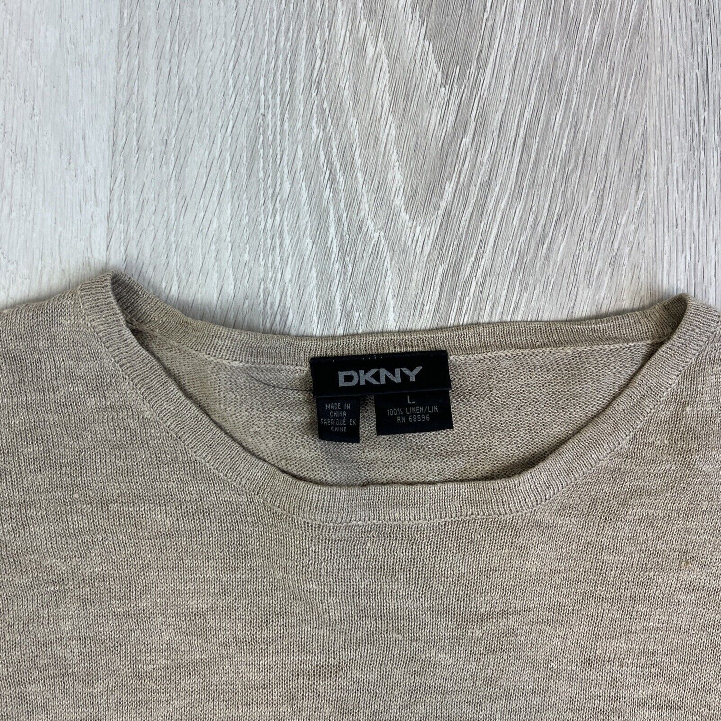 DKNY Mens Brown Linen Woven Long Sleeve T-Shirt Size Large