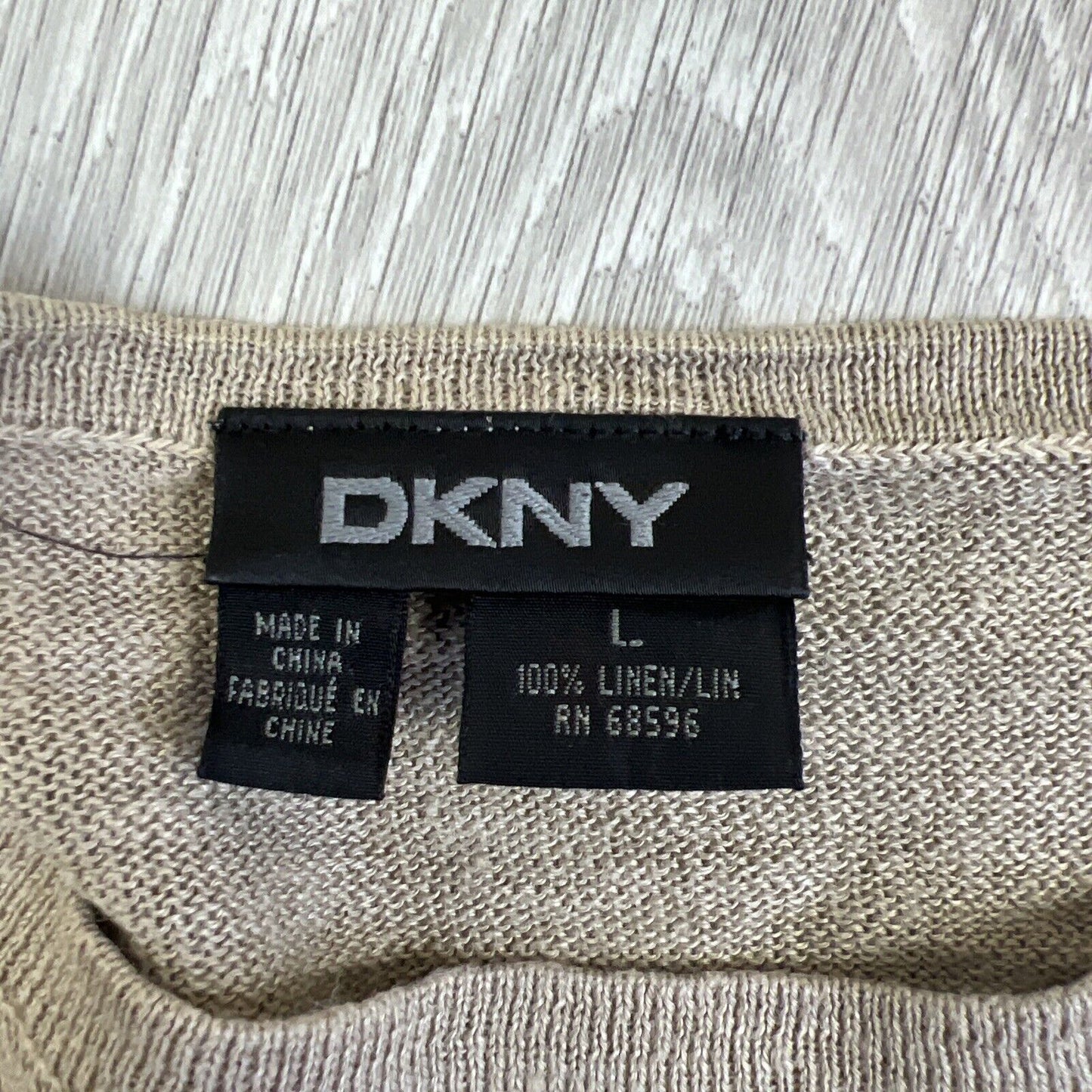 DKNY Mens Brown Linen Woven Long Sleeve T-Shirt Size Large