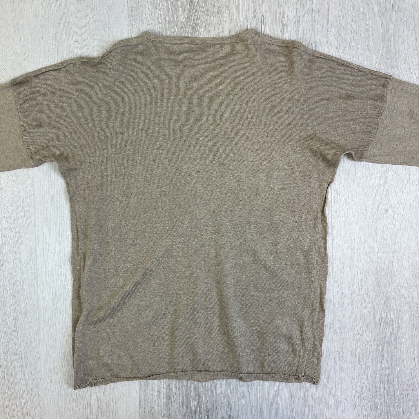 DKNY Mens Brown Linen Woven Long Sleeve T-Shirt Size Large