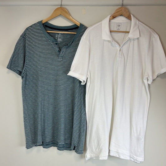 GAP Mens White Polo Shirt And Henley T-Shirt Size XL