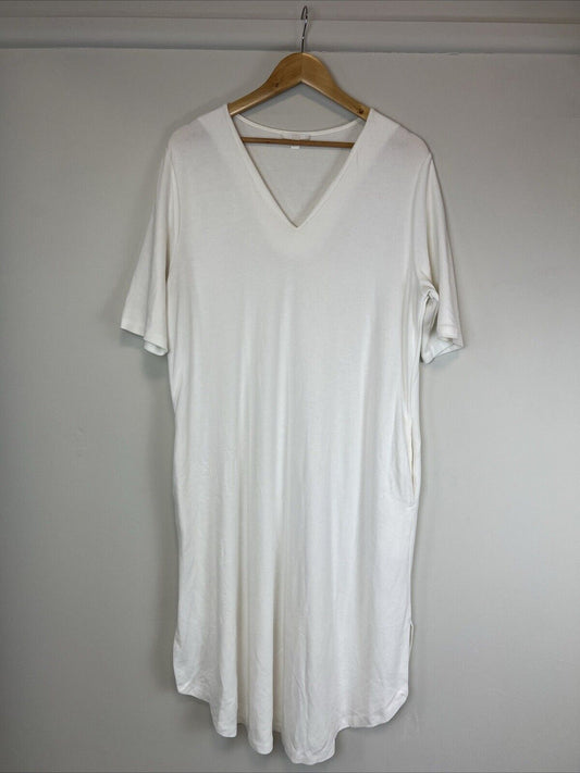 COS Womens White Short Sleeve MidiDress Size Large