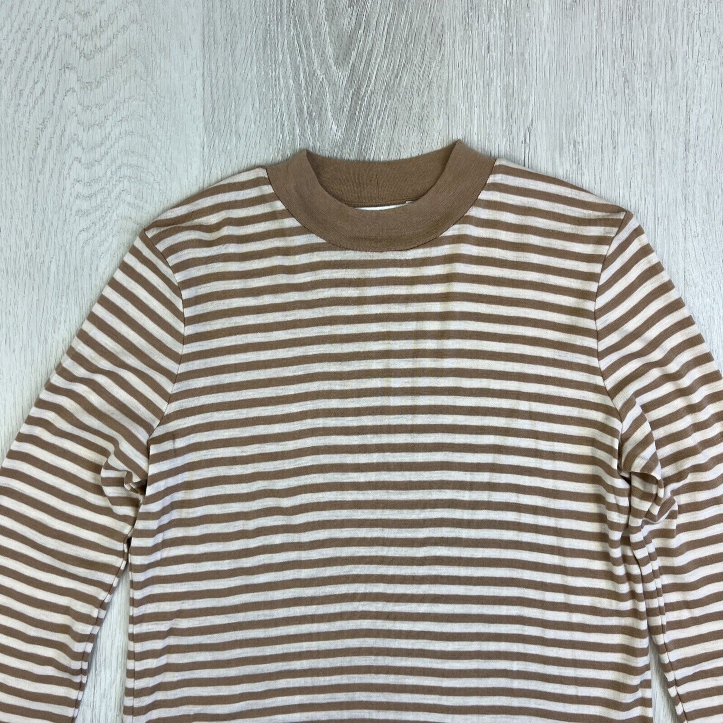 Sportscraft Womens Beige Stripped Knitted Merino Wool Sweater Jumper Size Medium