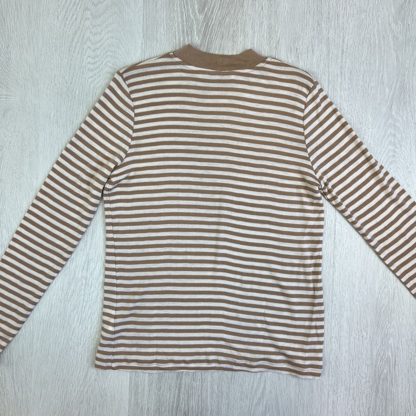 Sportscraft Womens Beige Stripped Knitted Merino Wool Sweater Jumper Size Medium