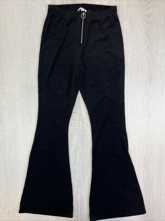 TopShop Womens Black Flared Cord Pants Size 10 US