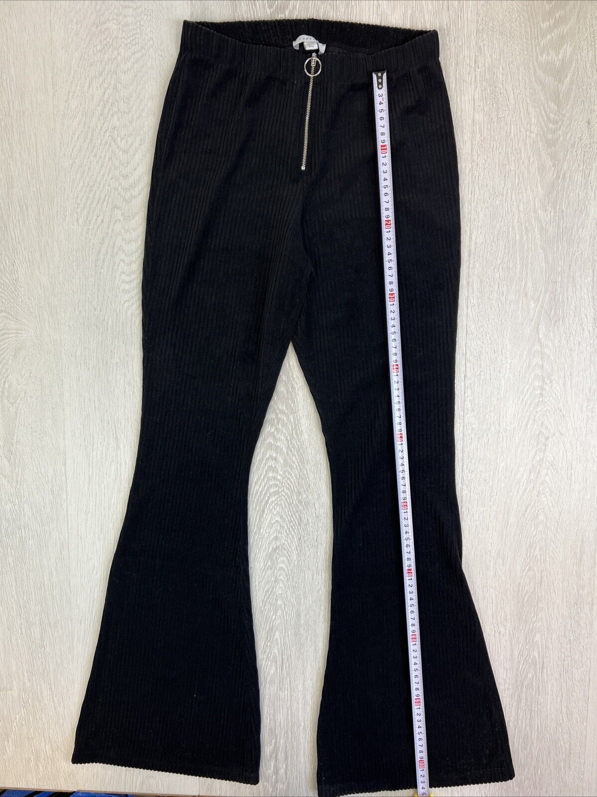 TopShop Womens Black Flared Cord Pants Size 10 US