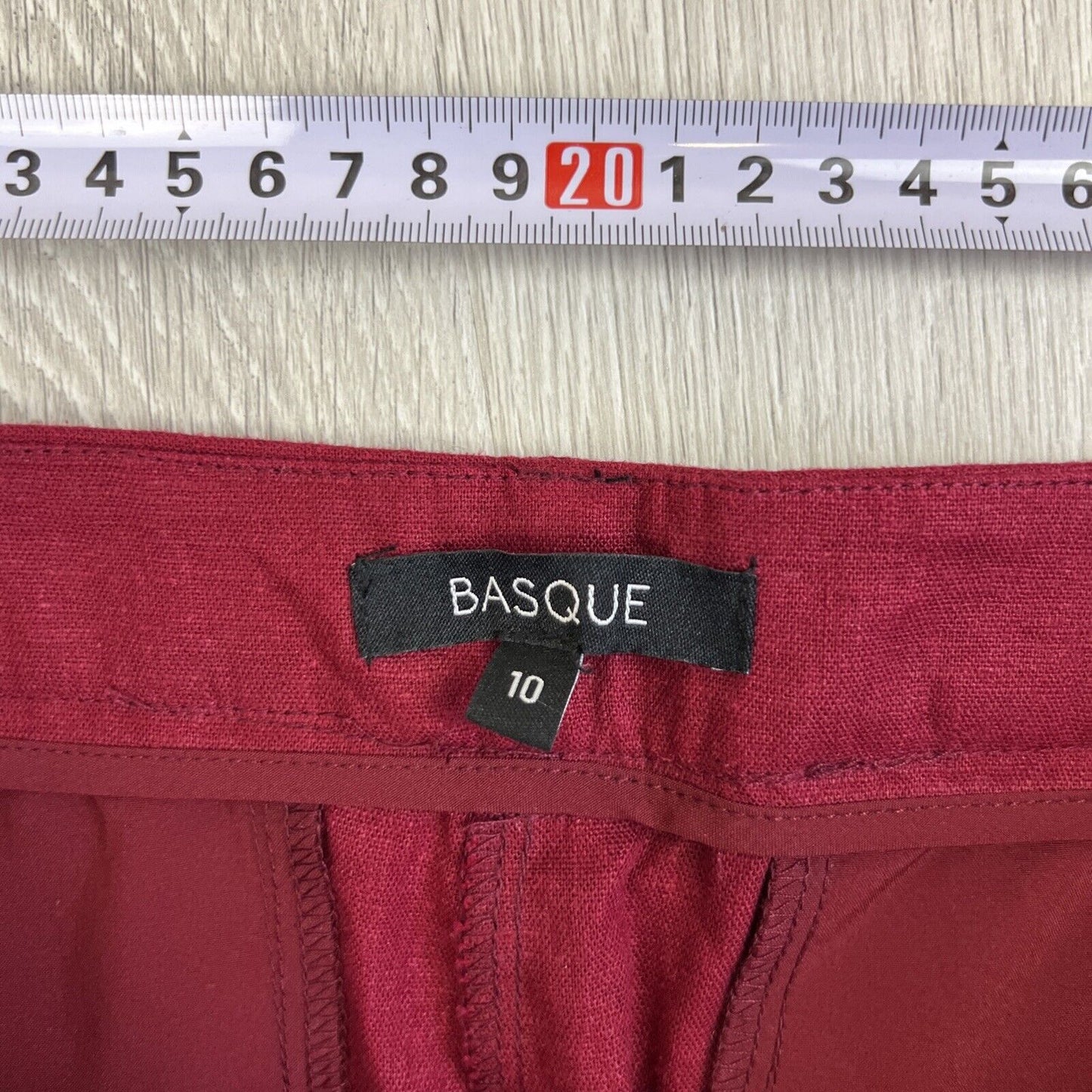 Basque Womens Red Linen Blend Pants Size 10