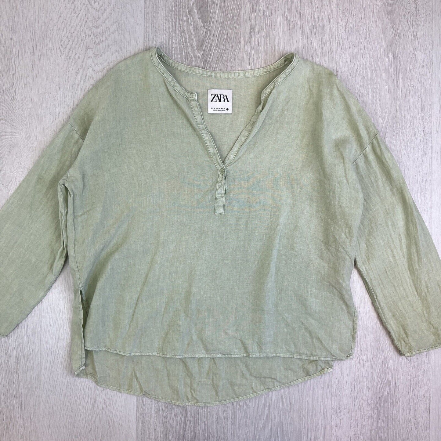 Zara Womens Green Oversized Linen Top Size Small