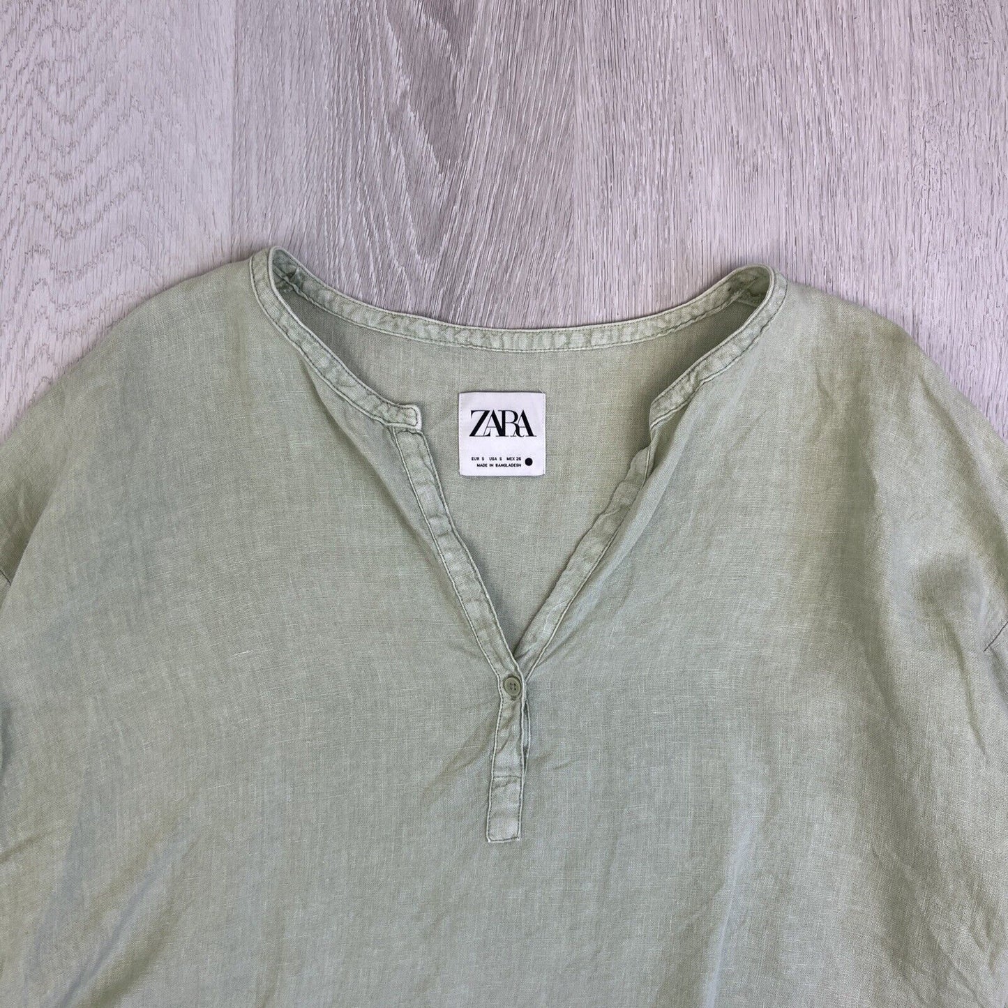 Zara Womens Green Oversized Linen Top Size Small