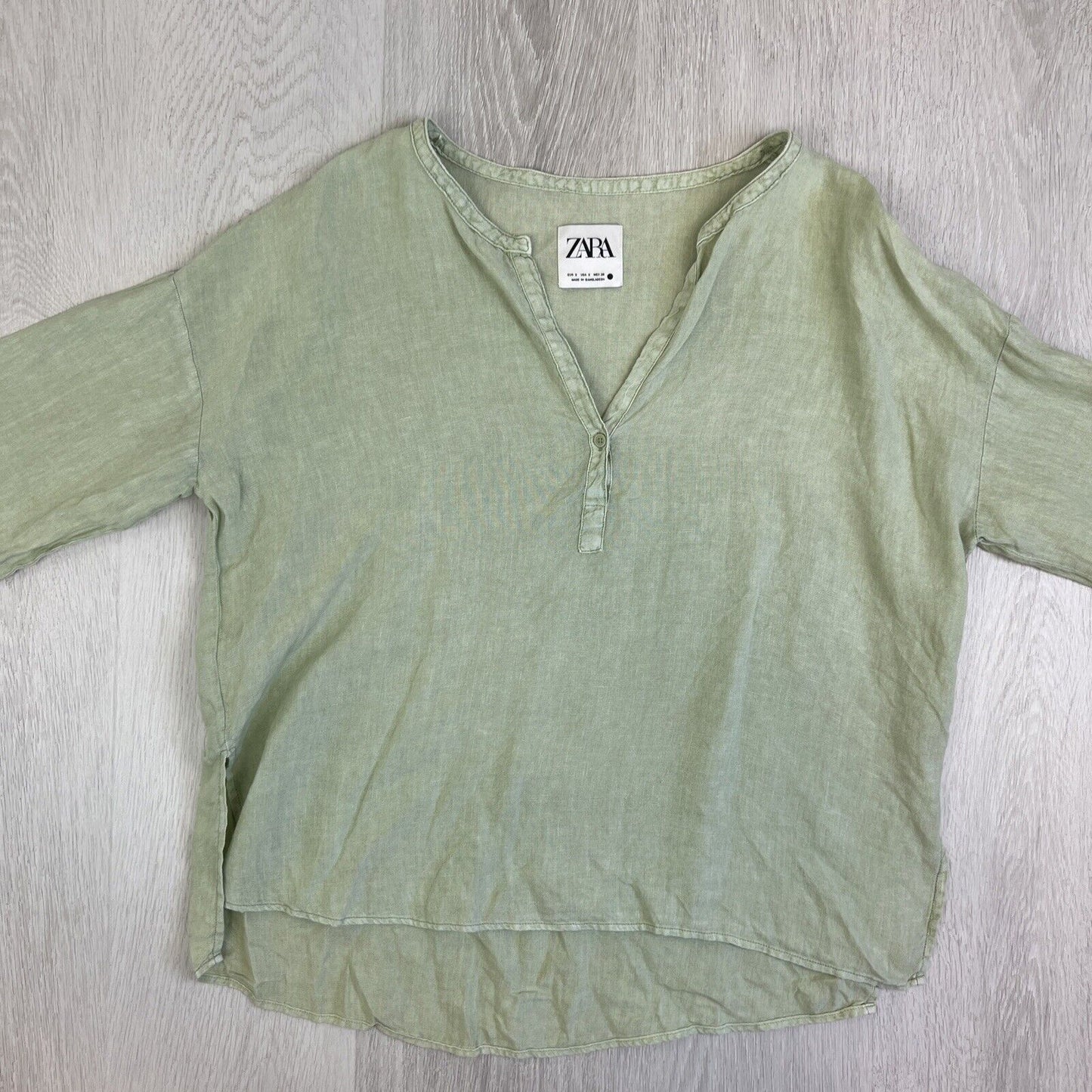 Zara Womens Green Oversized Linen Top Size Small