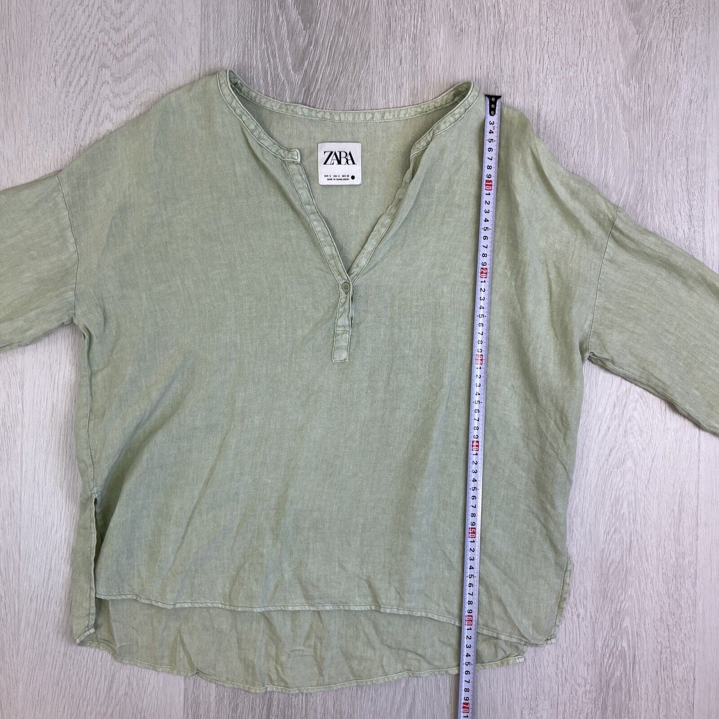 Zara Womens Green Oversized Linen Top Size Small