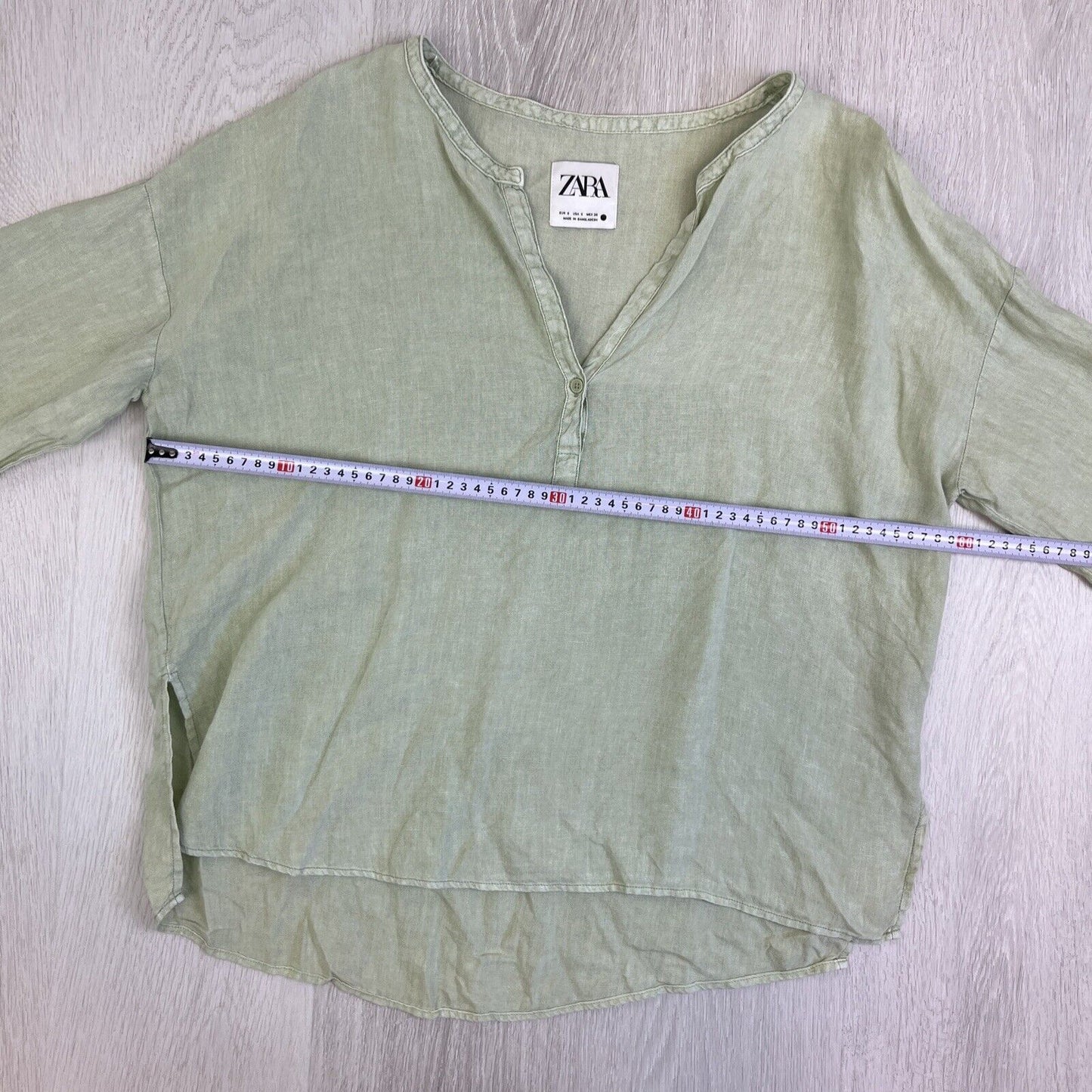 Zara Womens Green Oversized Linen Top Size Small