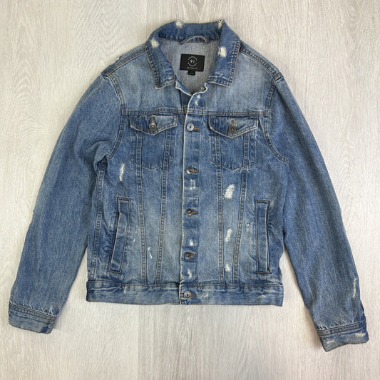 Cotton On Mens Blue Distressed Denim Jacket Size Medium