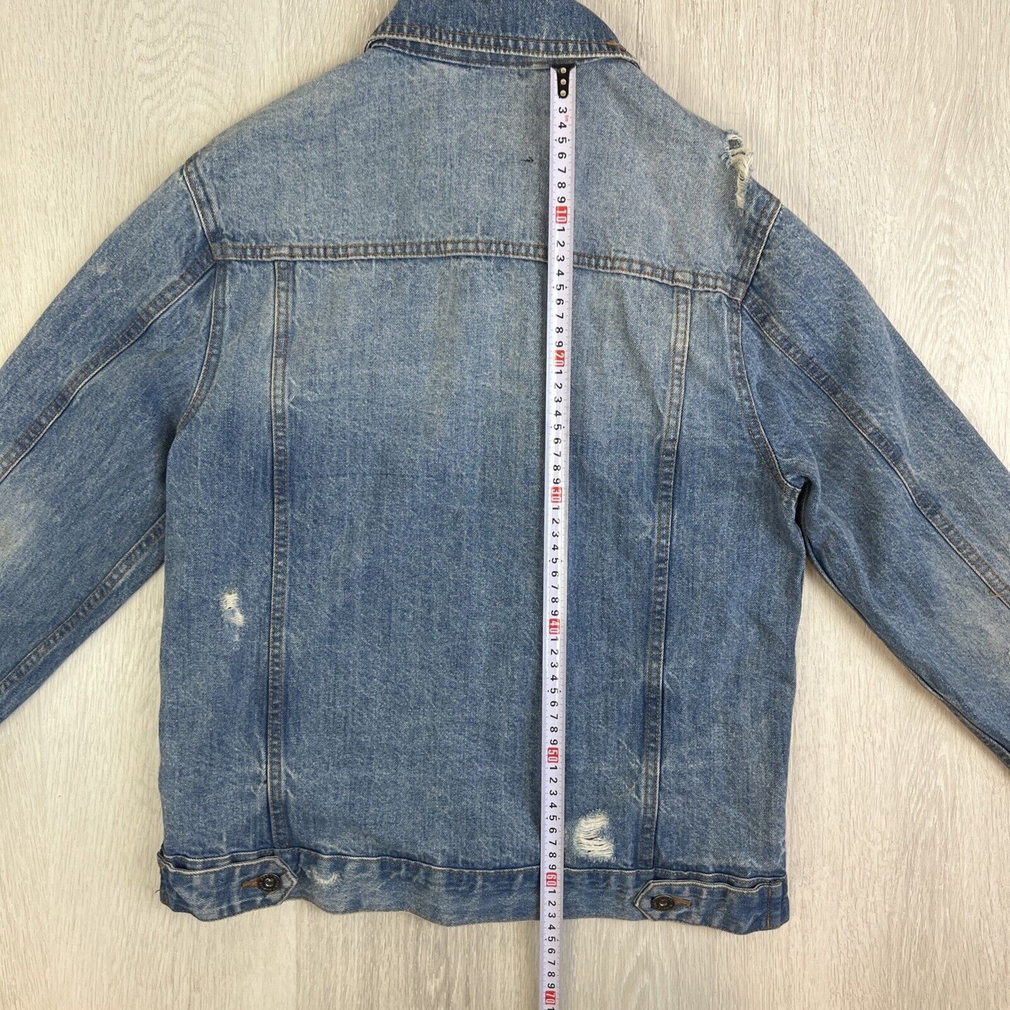 Cotton On Mens Blue Distressed Denim Jacket Size Medium