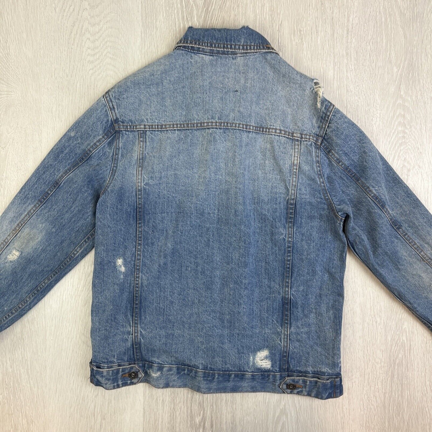 Cotton On Mens Blue Distressed Denim Jacket Size Medium