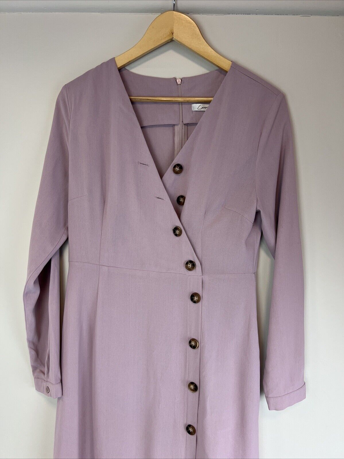 Lorraine Womens Purple Midi Dress Long Sleeve Size 8