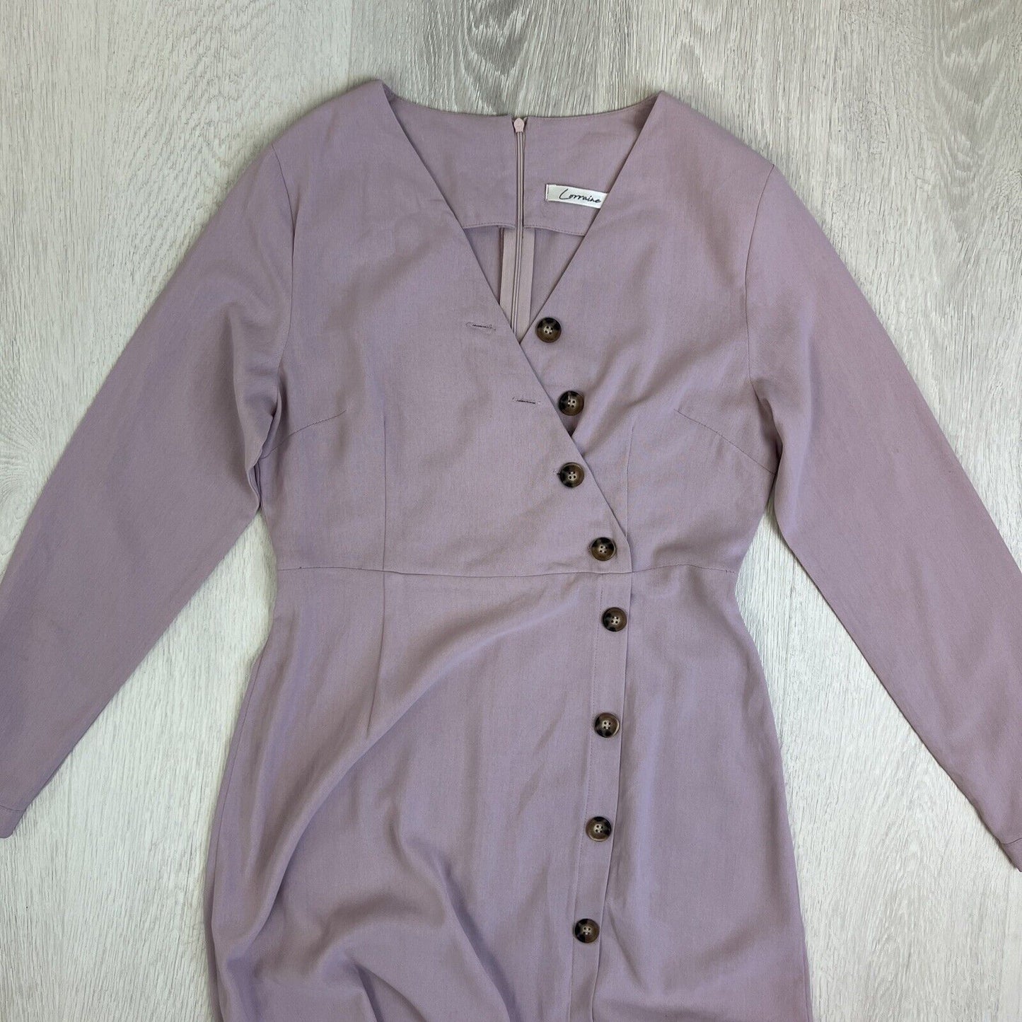 Lorraine Womens Purple Midi Dress Long Sleeve Size 8