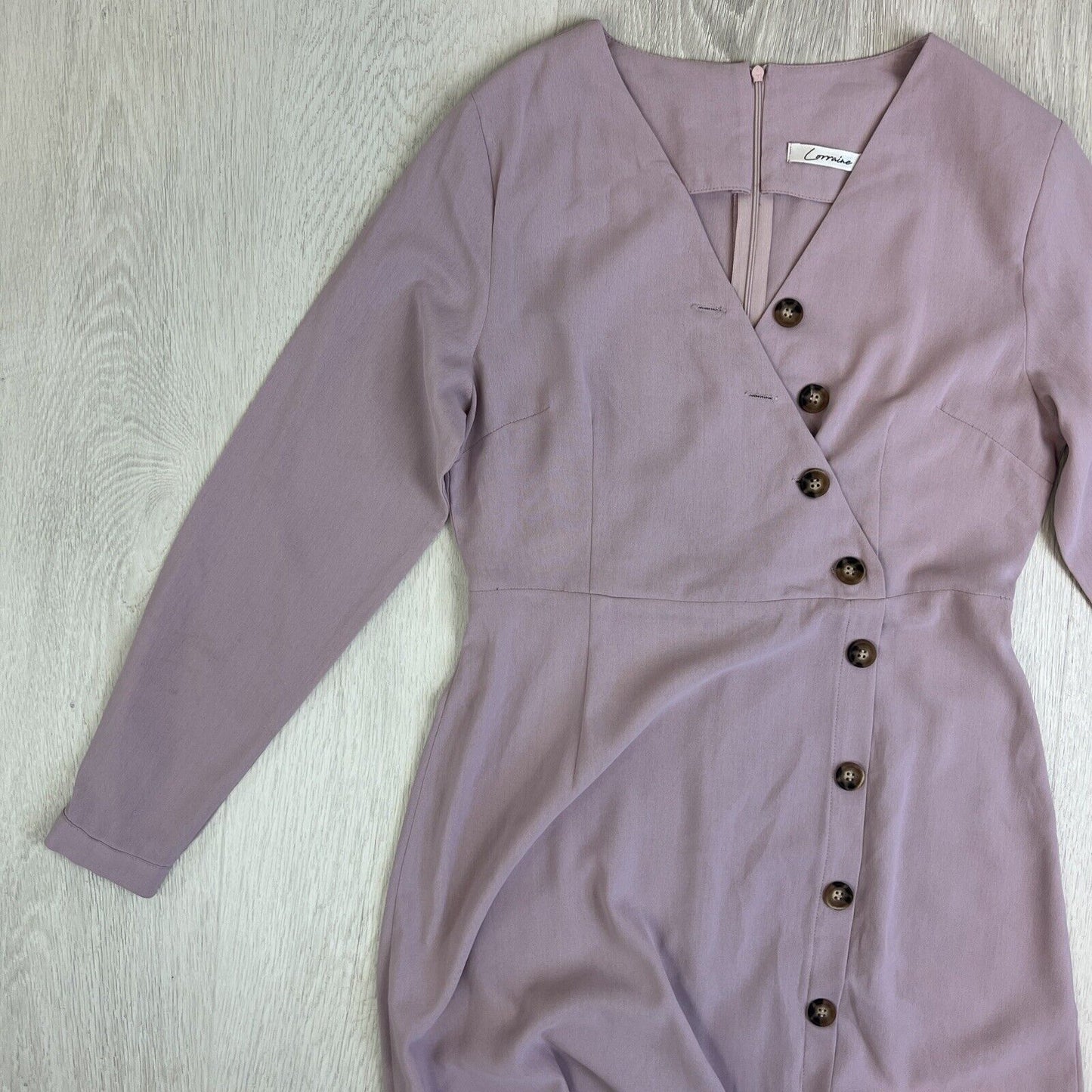 Lorraine Womens Purple Midi Dress Long Sleeve Size 8