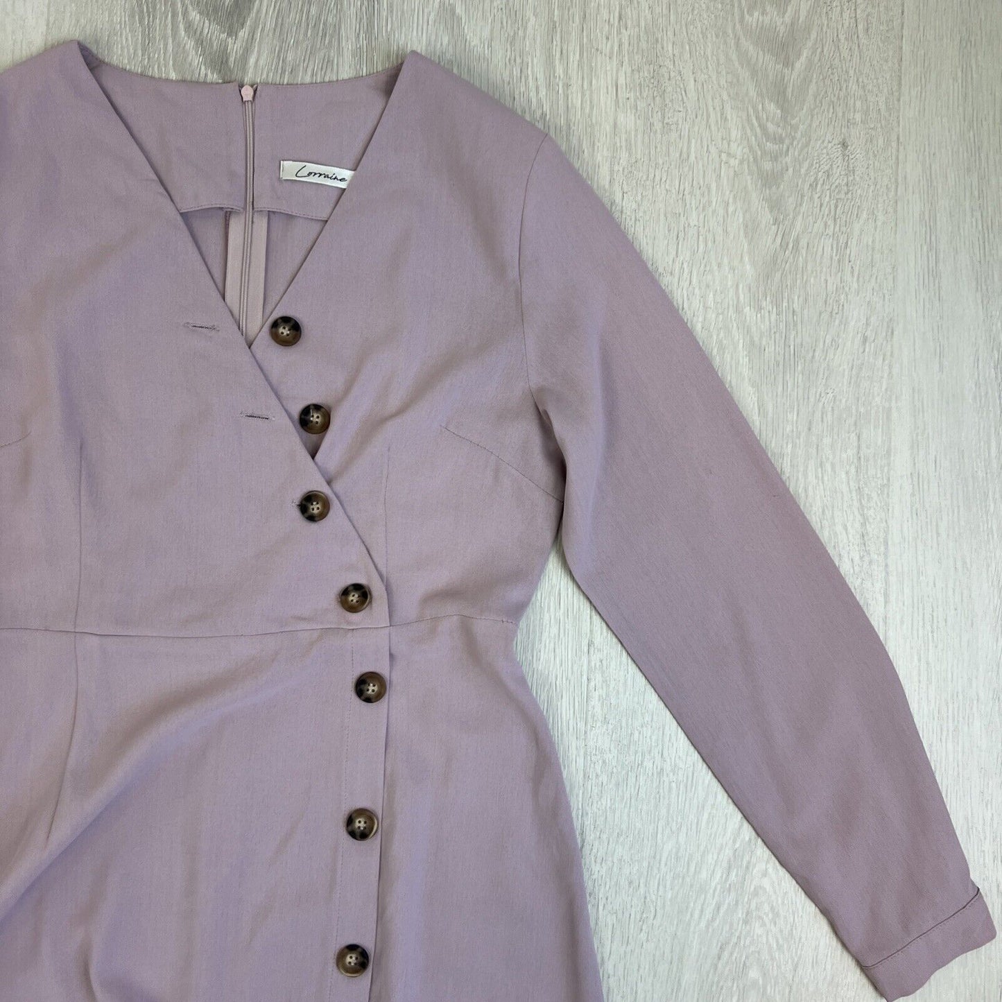 Lorraine Womens Purple Midi Dress Long Sleeve Size 8