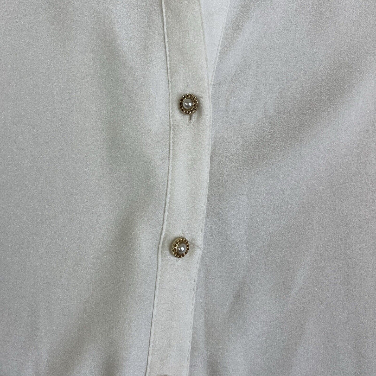 Karl Lagerfeld Womens White Button Up Flared Sleeve Shirt Size Medium