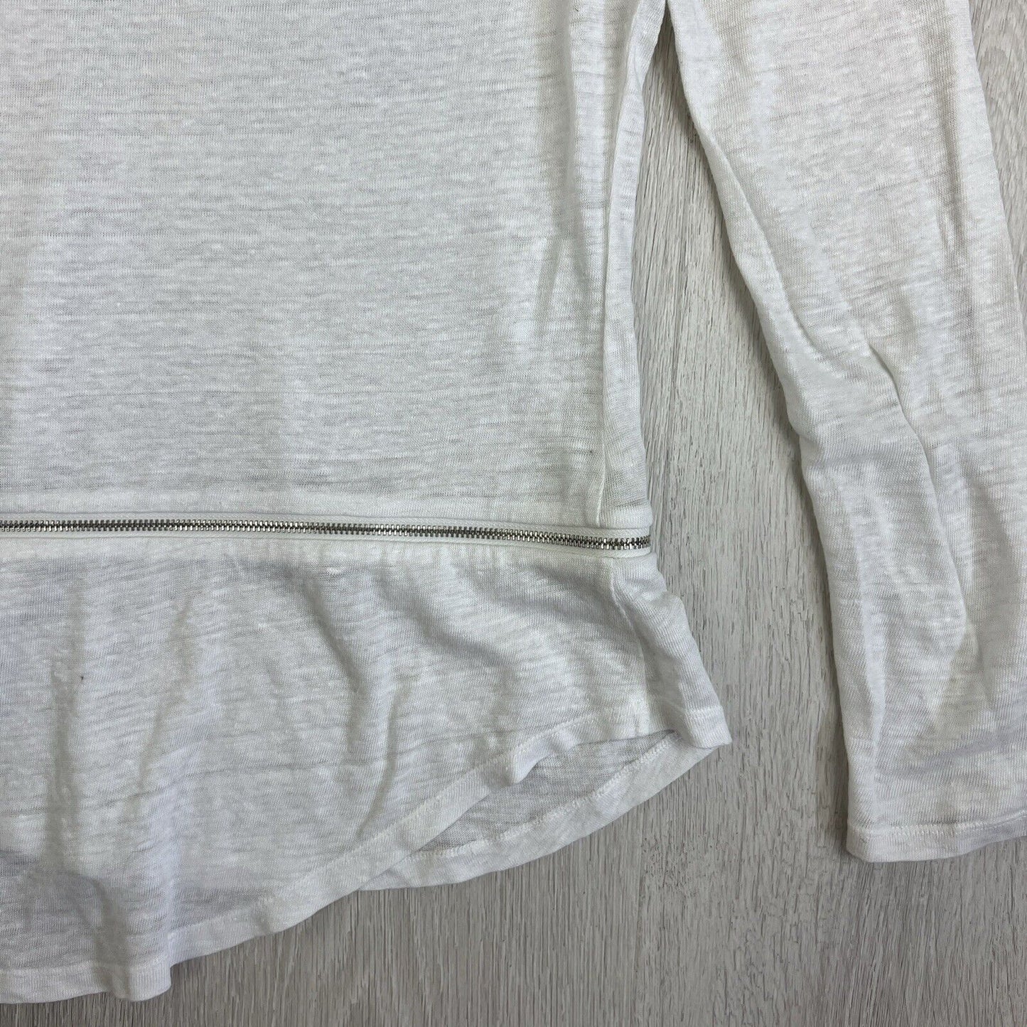 Witchery Womens White Linen Blend Long Sleeve T-Shirt Top Size Small