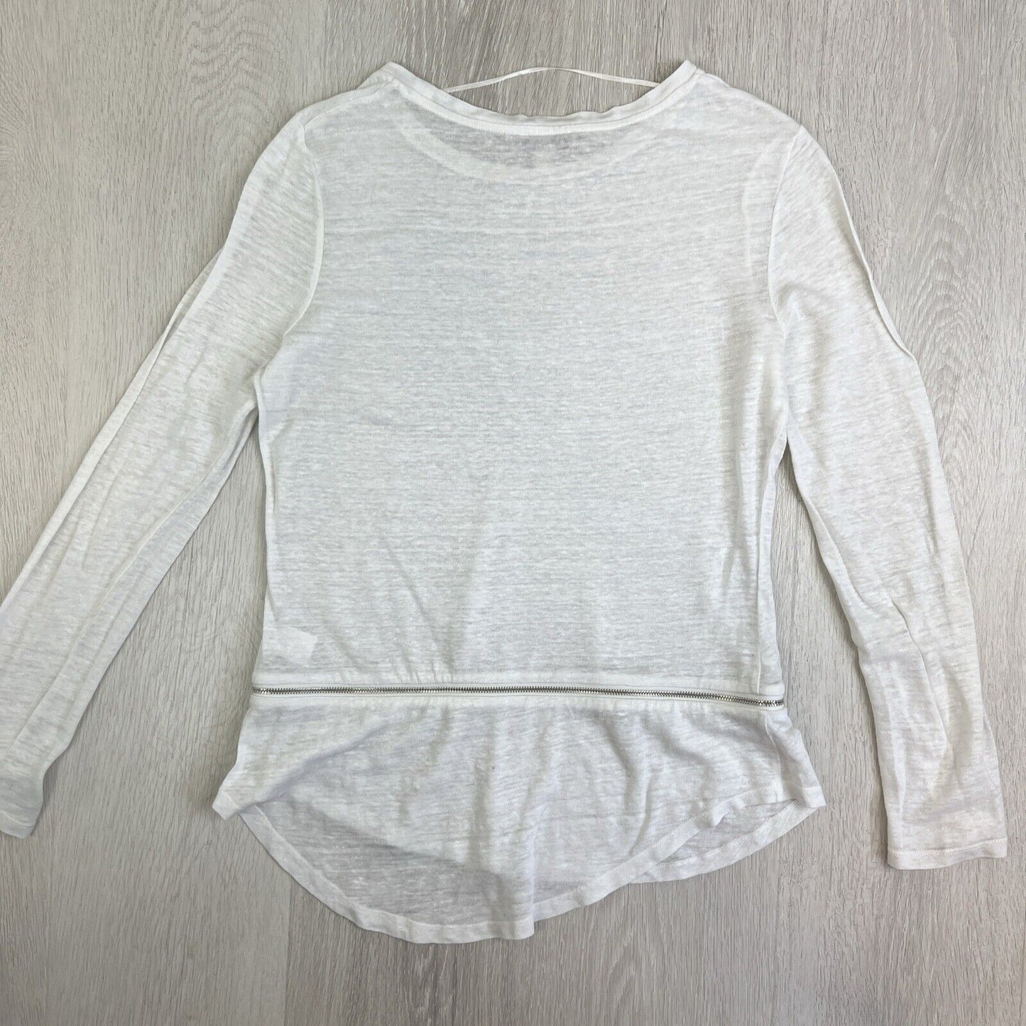 Witchery Womens White Linen Blend Long Sleeve T-Shirt Top Size Small