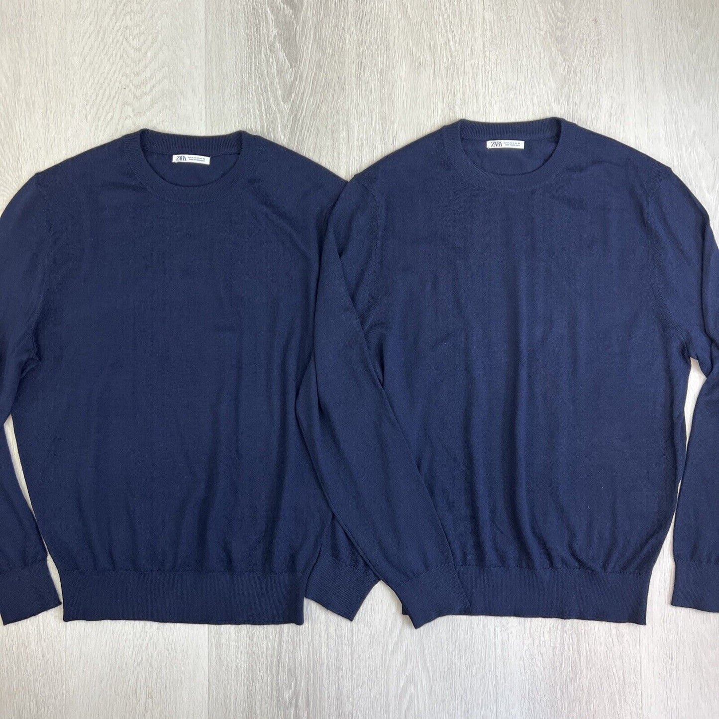 Zara Mens Navy Blue Knitted Light Sweatshirt Jumper Size Medium (2 Pieces)