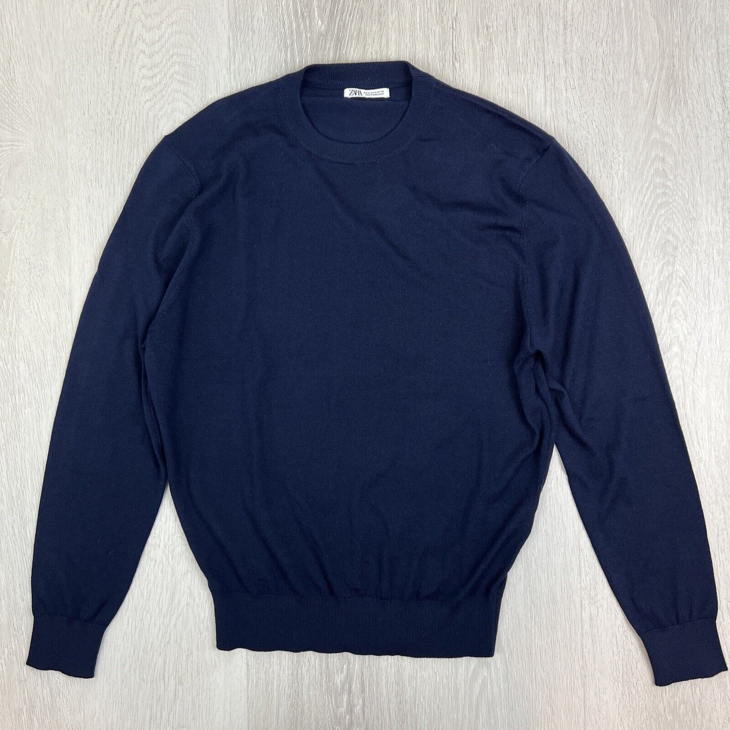 Zara Mens Navy Blue Knitted Light Sweatshirt Jumper Size Medium (2 Pieces)