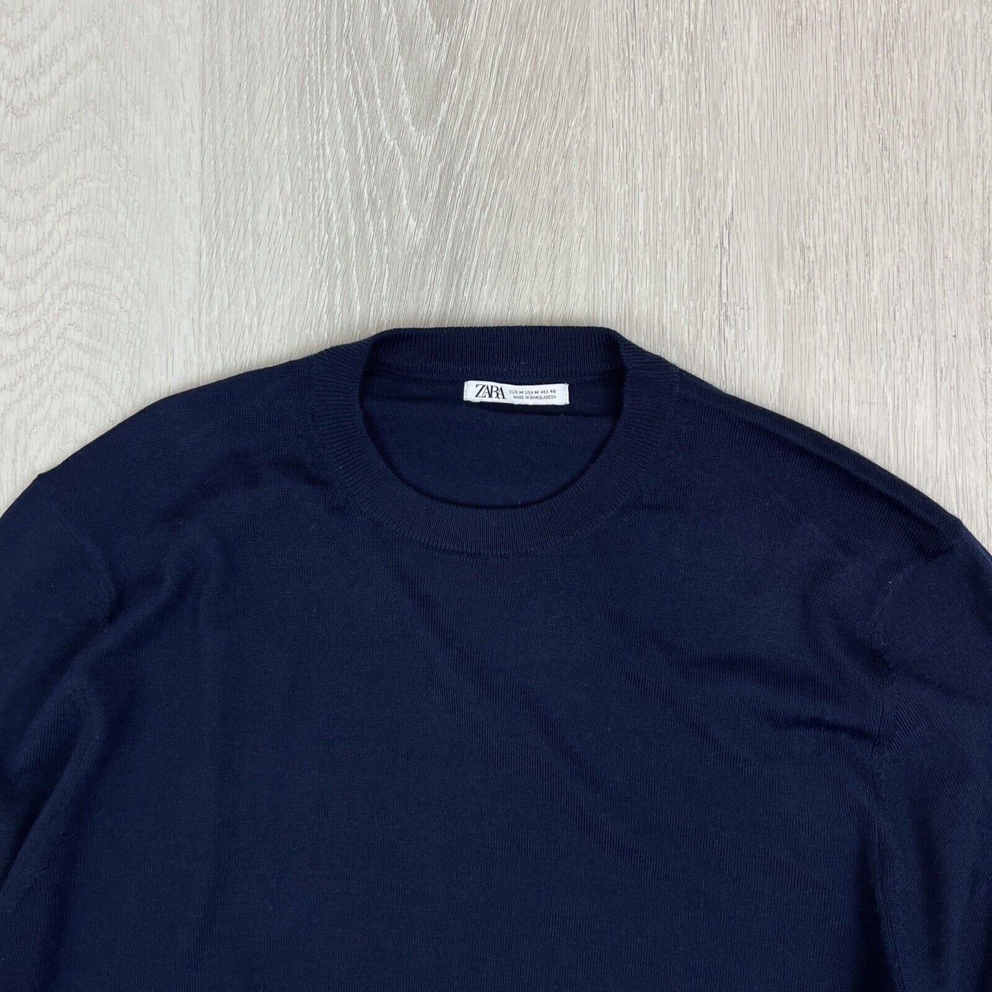 Zara Mens Navy Blue Knitted Light Sweatshirt Jumper Size Medium (2 Pieces)