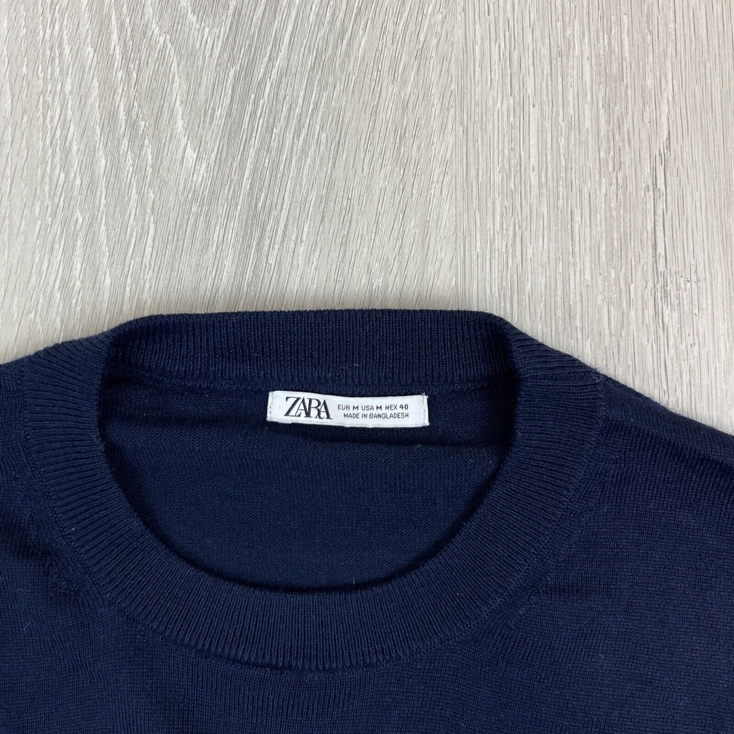 Zara Mens Navy Blue Knitted Light Sweatshirt Jumper Size Medium (2 Pieces)