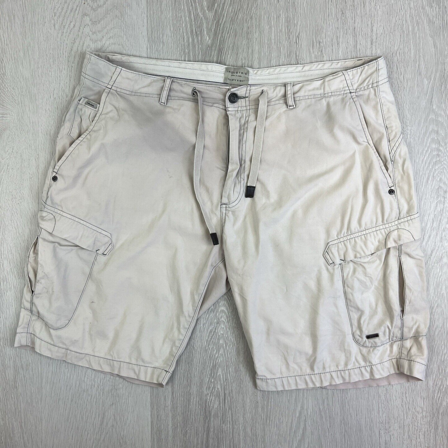 Industrie Mens Beige Cargo Shorts Size 38