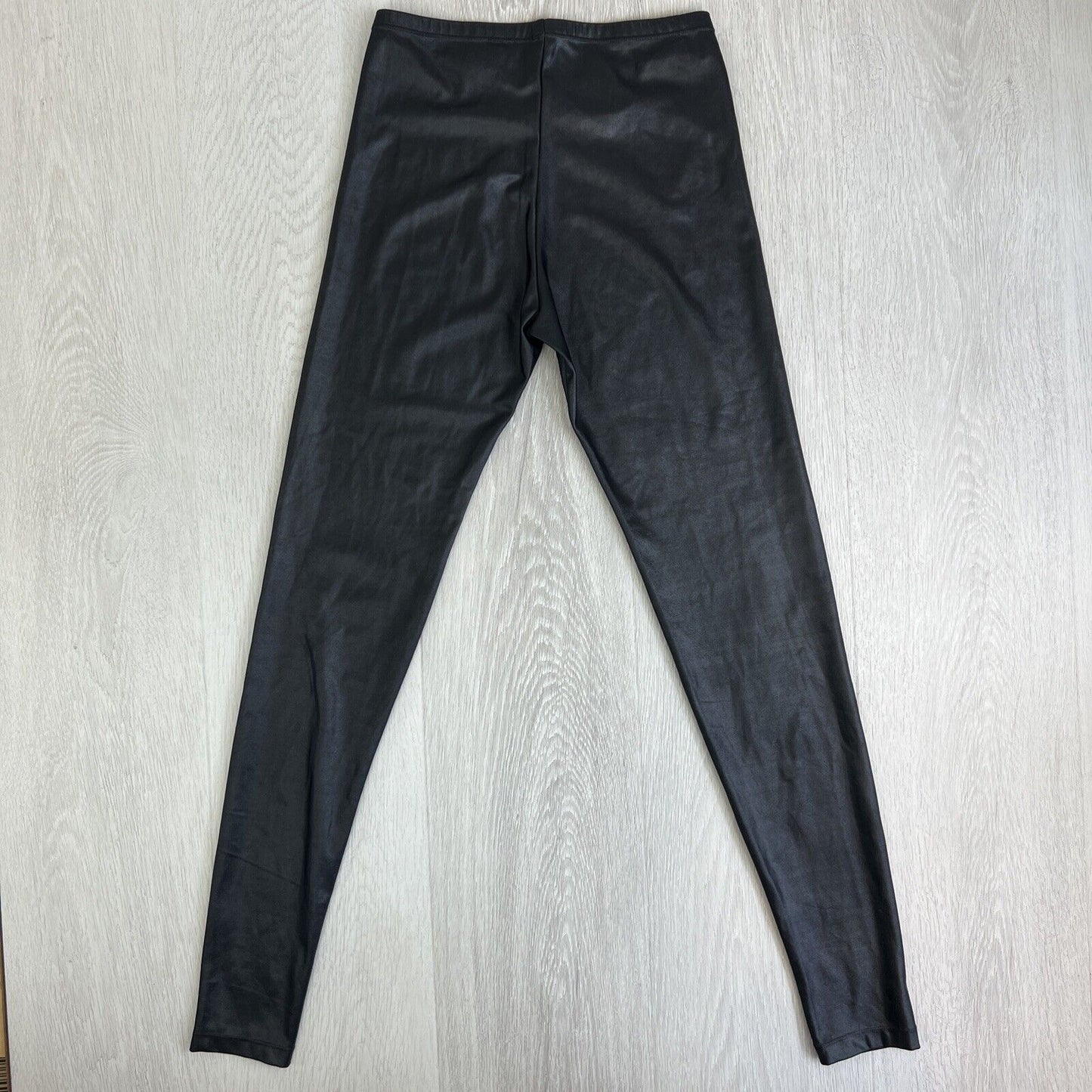 ambra Womens Black satin look leggings size s/m