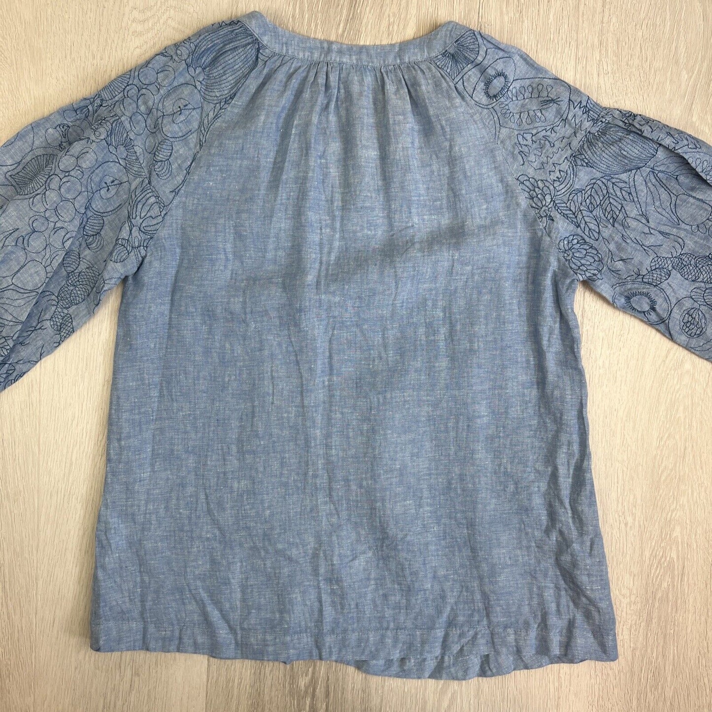 Blue Illusion Womens 100% French Linen Top Blouse Oversized Size XS