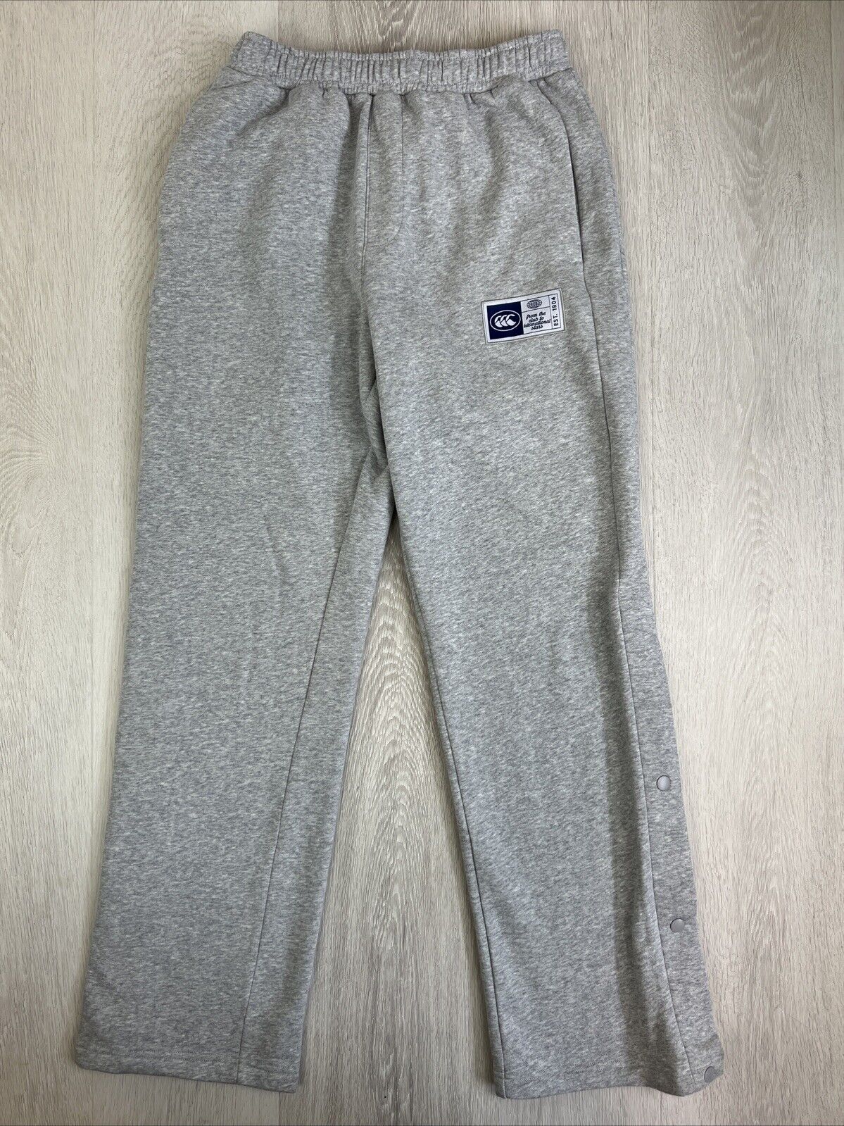 Canterbury Mens Grey Side Button Trackies Track Pants Size Small